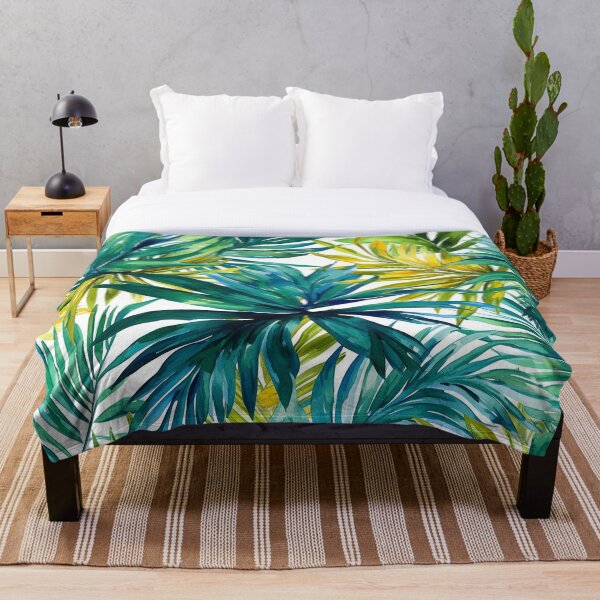 Item preview, Green turquoise palm tree leaves watercolor pattern designed and sold by DaisyMarroquin.