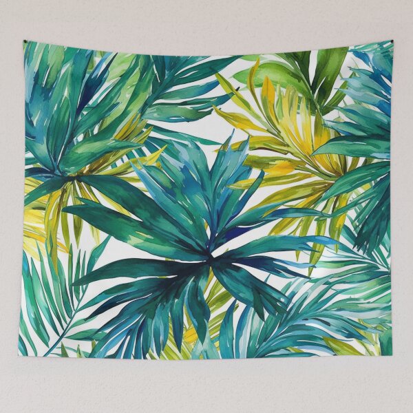 Item preview, Green turquoise palm tree leaves watercolor pattern designed and sold by DaisyMarroquin.