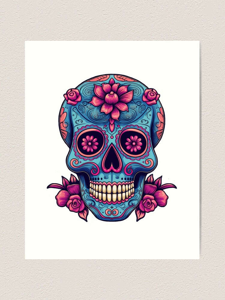 Blue and Pink Sugar Skull