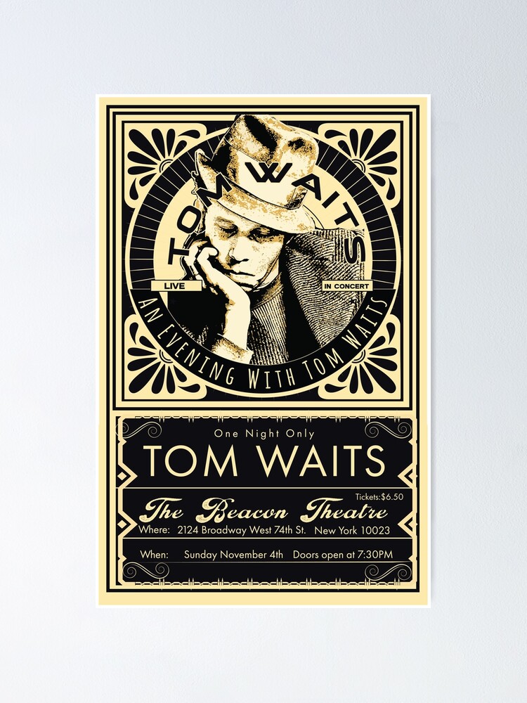 ヨーロッパ版★ネオビンテージ！TOM WAITS トムウェイツ 額付 ポスター Tom Waits **POSTER** LARGE PRINT - Heartattack and Vine