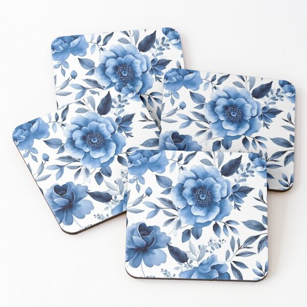 Item preview, Blue Flowers watercolor pattern designed and sold by DaisyMarroquin.