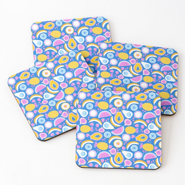 Item preview, Frutas tropicales jugosas - NO Ai - Fondo azul designed and sold by pakanta.