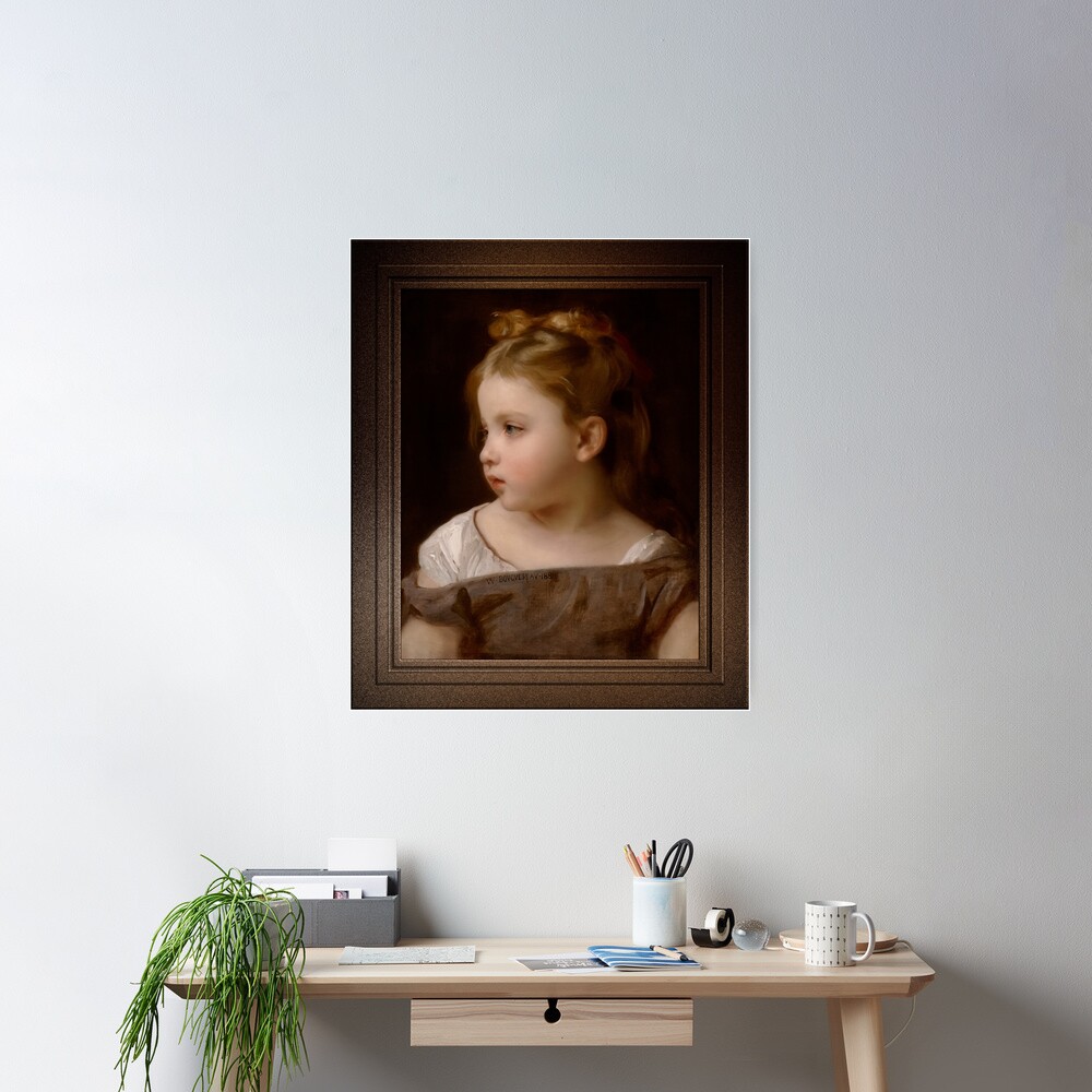 A Young Girl In Profile by William-Adolphe Bouguereau - An Adorable Portrait 2 A Young Girl In Profile by William-Adolphe Bouguereau Remastered Xzendor7 Art Reproductions Wall Decor Poster