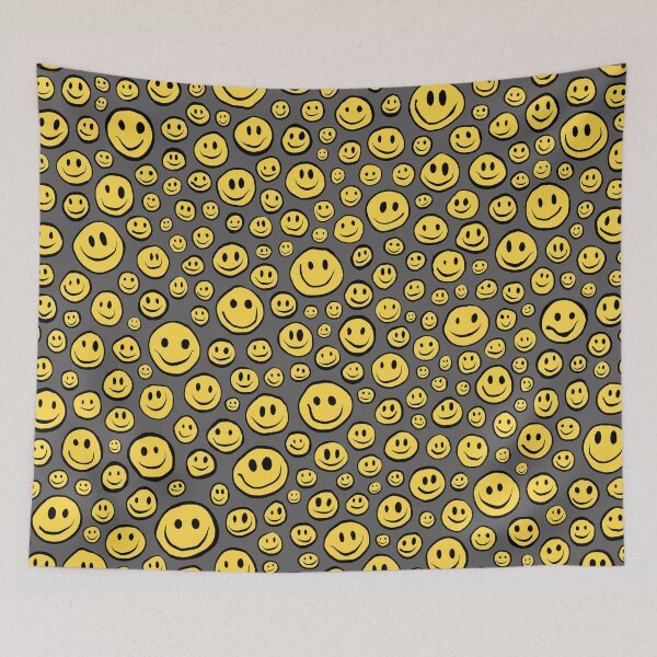 Item preview, Yellow Smiley Faces on Gray designed and sold by Sparkle-Moth.