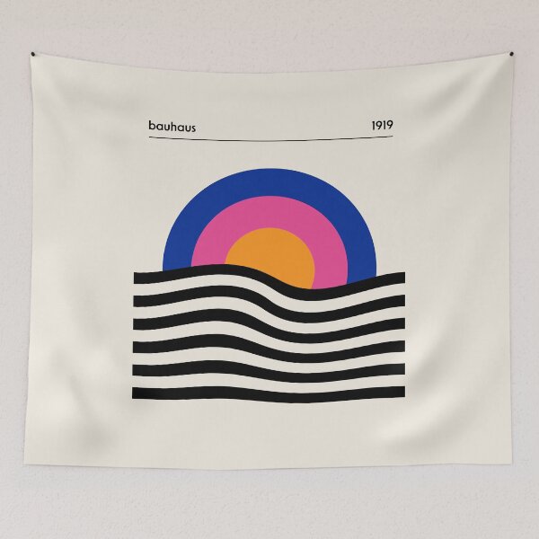 Item preview, Bauhaus Circle Lines Warped Orange Pink Purple designed and sold by ahumbleconcept.