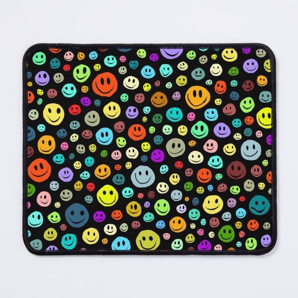 Item preview, Multi-colored Smiley Faces on Black designed and sold by Sparkle-Moth.