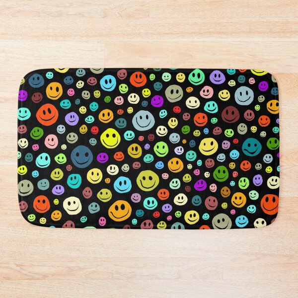 Item preview, Multi-colored Smiley Faces on Black designed and sold by Sparkle-Moth.