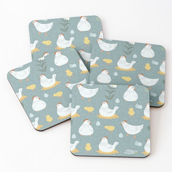 Item preview, Chickens and Chicks Pattern on Teal designed and sold by PaperRain.