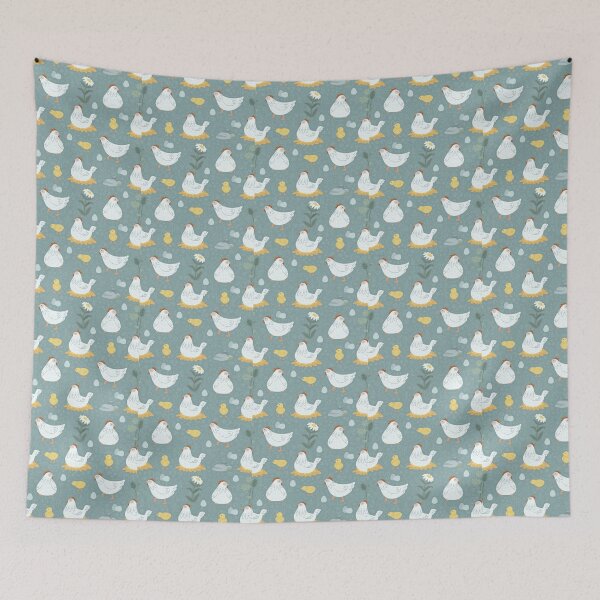 Item preview, Chickens and Chicks Pattern on Teal designed and sold by PaperRain.