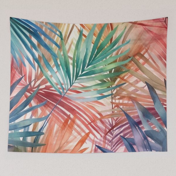 Item preview, Colorful watercolor palm tree leaves pattern designed and sold by DaisyMarroquin.
