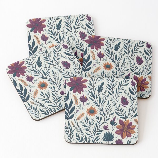 Item preview,  orange and purple flowers on a light background pattern designed and sold by jkrphoto.