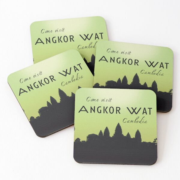 Item preview, Angkor Wat Cambodia Retro Travel Poster designed and sold by AmetrineArt.