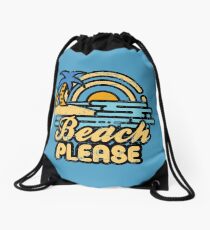 Beach Please Drawstring Bag