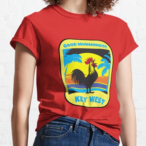 Pixels Retro Distressed Key West Florida Chicken Gift or Souvenir Design T-Shirt by Hope and Hobby