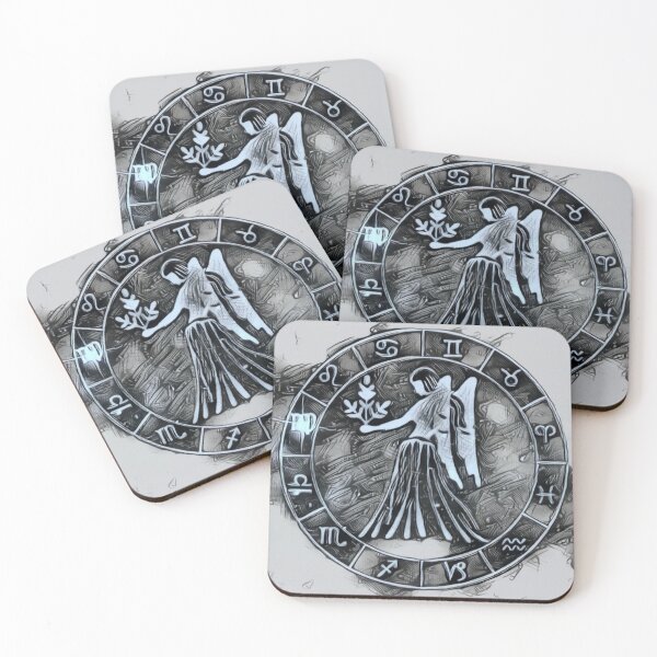 Item preview, Astrological Virgo clock in silver grey designed and sold by CCdesigners.