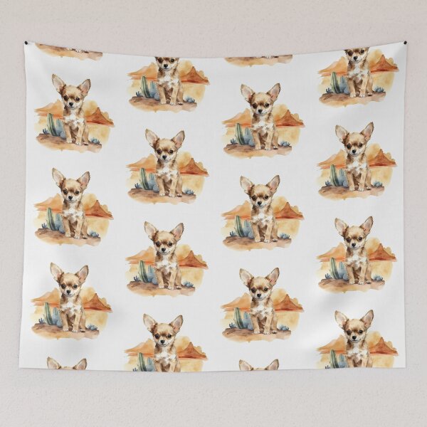 Item preview, Chihuahua Puppy in the Desert watercolor art designed and sold by EmmaFinchDesign.