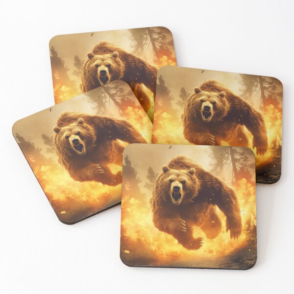 Item preview, Fierce Escape: Computer-Generated Photograph of an Angry Grizzly Bear Art Print designed and sold by BlahNM505.