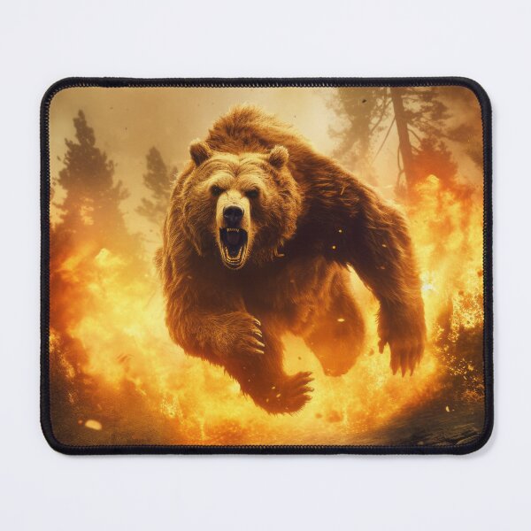 Item preview, Fierce Escape: Computer-Generated Photograph of an Angry Grizzly Bear Art Print designed and sold by BlahNM505.