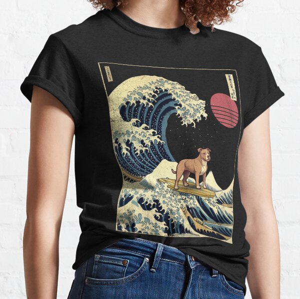 Item preview, Staffordshire Bull Terrier Kanagawa Japanese Surfing Wave designed and sold by rafaeltto.