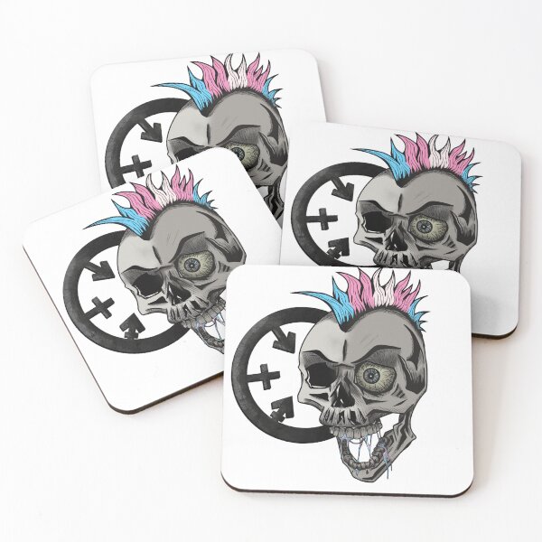 Item preview, Skull with Trans Pride Mohawk designed and sold by TheTransStyle.