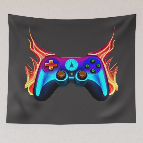 Item preview, Abstract Flaming Neon Gaming Controller designed and sold by OutOfTheBoxArt1.