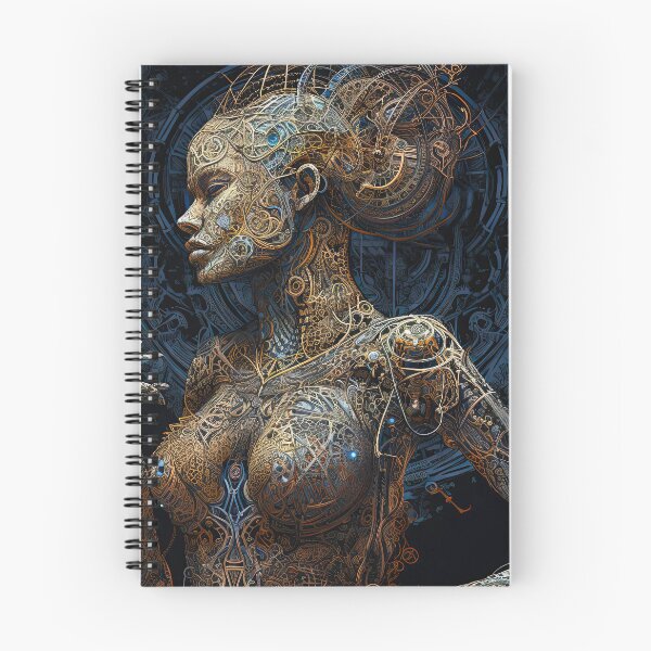 Item preview, cyborg queen-woman-beautiful-cyberpunk-robot-portrait-science fiction-pretty-fantasy designed and sold by Hermossa-Art.