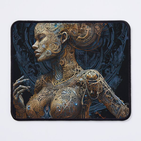 Item preview, cyborg queen-woman-beautiful-cyberpunk-robot-portrait-science fiction-pretty-fantasy designed and sold by Hermossa-Art.