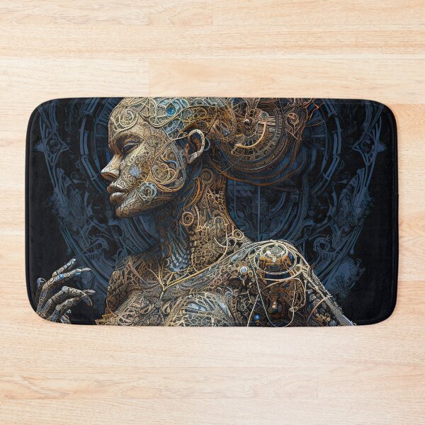 Item preview, cyborg queen-woman-beautiful-cyberpunk-robot-portrait-science fiction-pretty-fantasy designed and sold by Hermossa-Art.