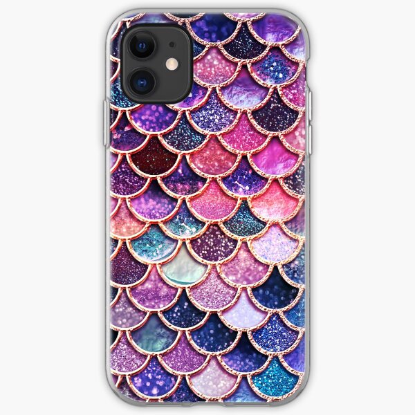 Pink Sparkle Faux Glitter Mermaid Scales iPhone Soft Case