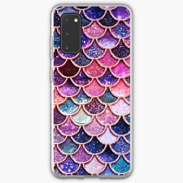 Pink Sparkle Faux Glitter Mermaid Scales Samsung Galaxy Soft Case