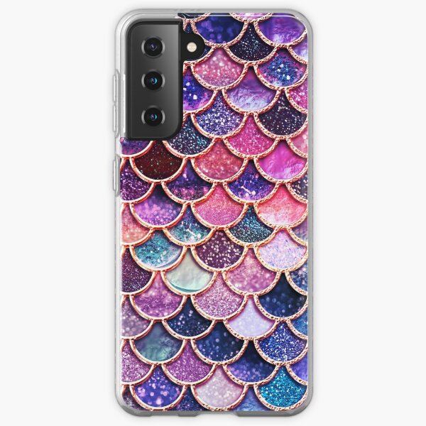 Pink Sparkle Faux Glitter Mermaid Scales Samsung Galaxy Soft Case