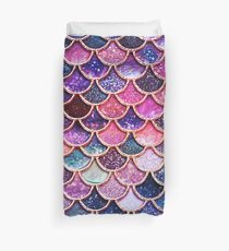 Pink Sparkle Faux Glitter Mermaid Scales Duvet Cover