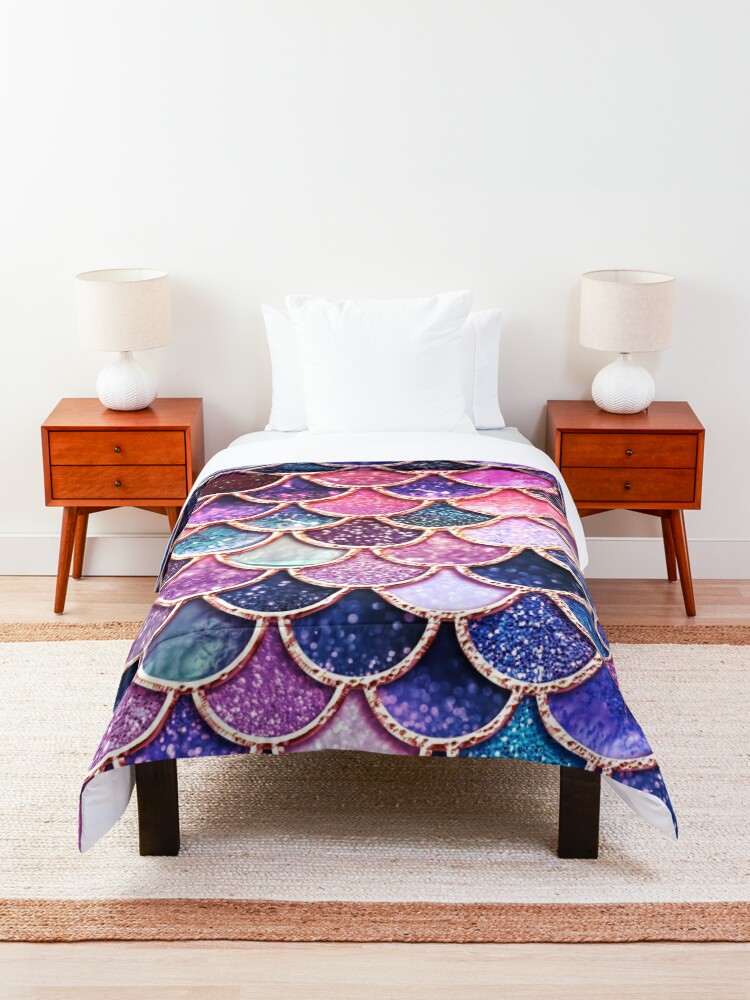 Alternate view of Pink Sparkle Faux Glitter Mermaid Scales Comforter