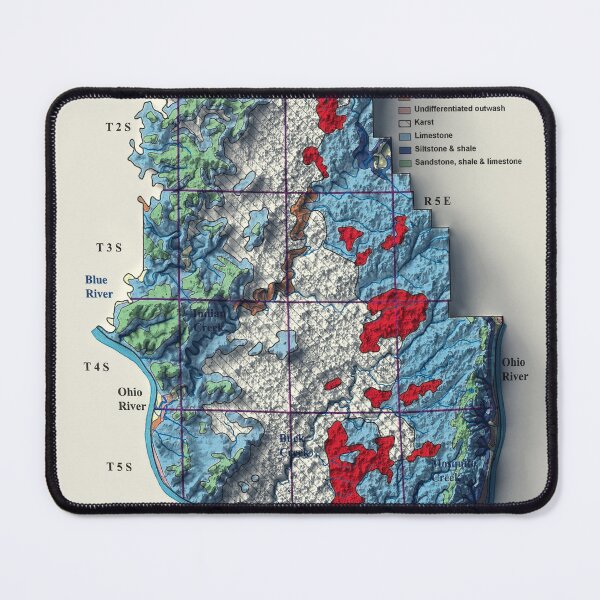 Item preview, Harrison Co., Indiana Shaded Relief Map 3D digitally-rendered designed and sold by ThinkAboutMaps.