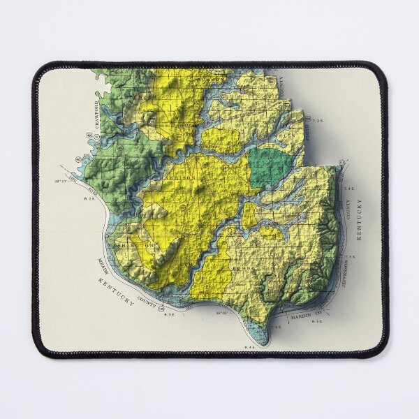 Item preview, Harrison Co., Indiana Shaded Relief Map 3D digitally-rendered designed and sold by ThinkAboutMaps.