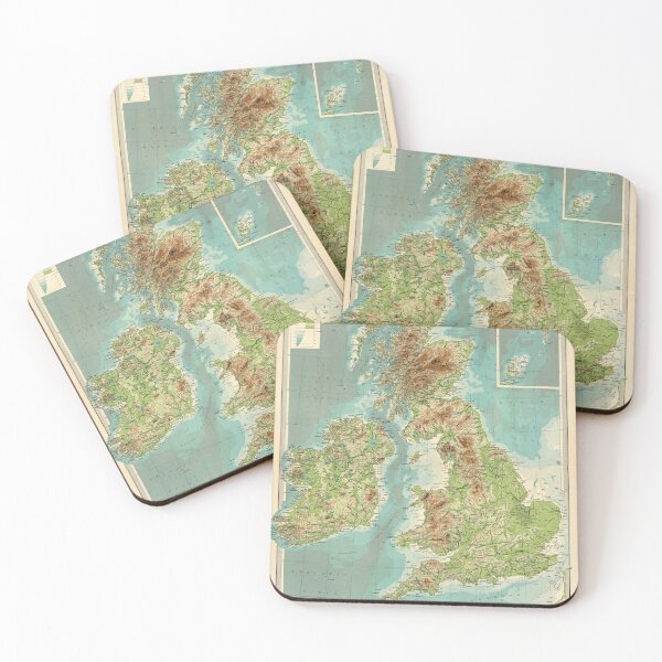 Item preview, Vintage British Isles Relief Map (1922) designed and sold by BravuraMedia.