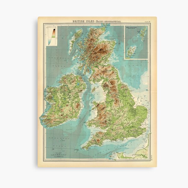 Item preview, Vintage British Isles Relief Map (1922) designed and sold by BravuraMedia.