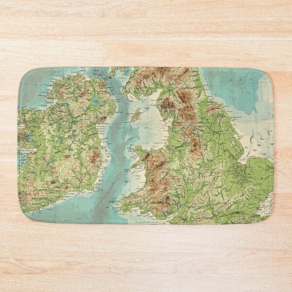 Item preview, Vintage British Isles Relief Map (1922) designed and sold by BravuraMedia.