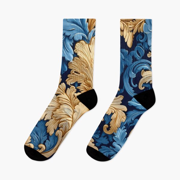Item preview, Elegant Vintage Floral - Golden Blooms on Blue designed and sold by SweetWhiskers.