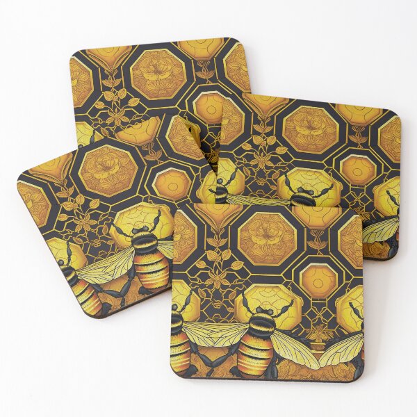 Item preview, Art Deco Inspired Bees and Honeycomb designed and sold by Monochrome-Dog.