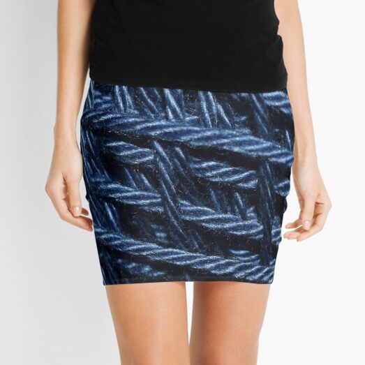 Blue Cotton Yarn Texture Mini Skirt