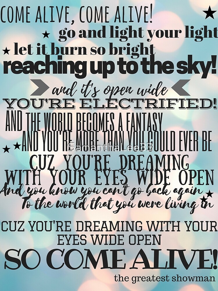 Come Alive Lyrics Bokeh The Greatest Showman Metal Print By Come Alive Lyrics Bokeh The Greatest Showman Metal Print By