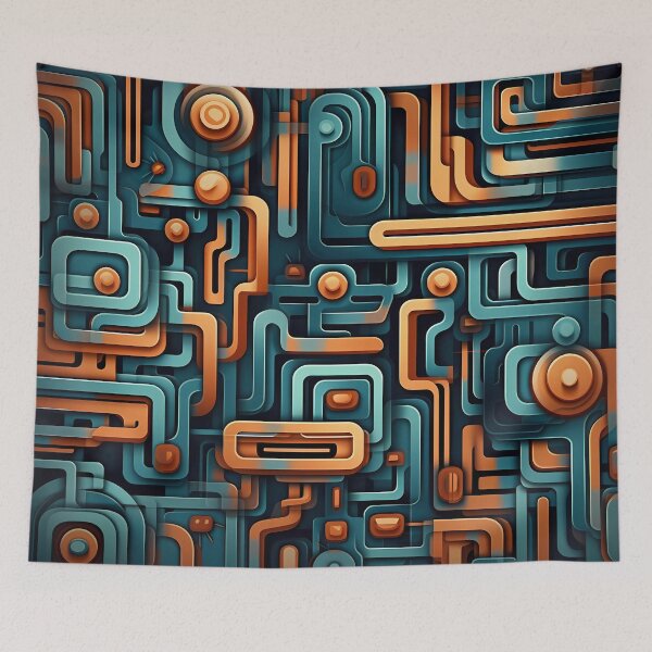 Item preview, Copper and Blue Winding Pipes - Modern and Stylish Design designed and sold by SweetWhiskers.
