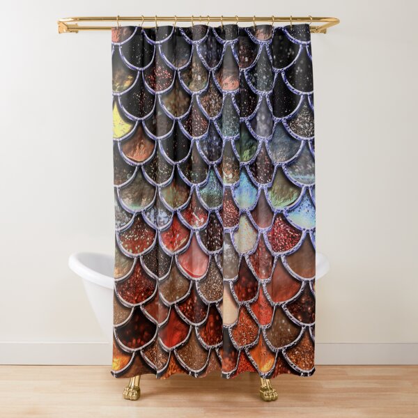 Warm and Cosy Brown Ombre Sparkle Faux Glitter Mermaid Scales Shower Curtain
