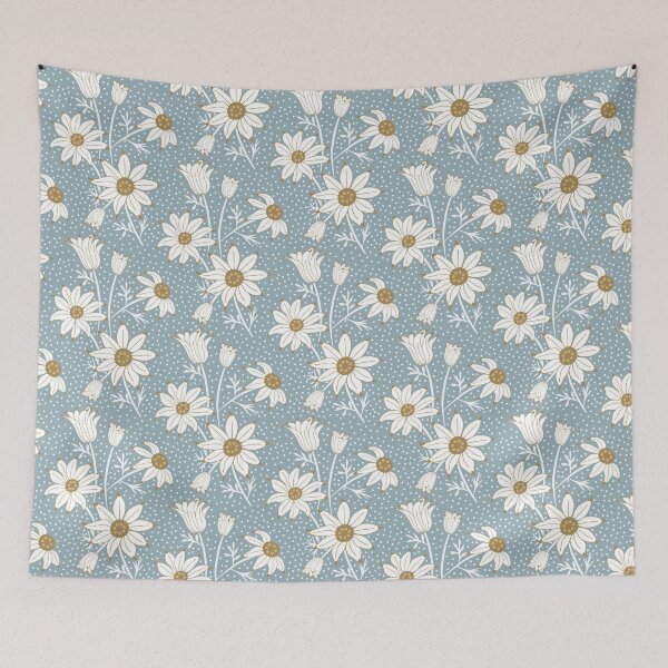 Item preview, Wedding Bridal Boho Flannel Flowers in colors blue and wheat designed and sold by Stephanie J Lewis.