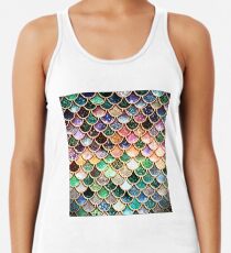 Kupfergrün Gold und Pink Sparkle Faux Glitter Meerjungfrau Skalen Tanktop für Frauen