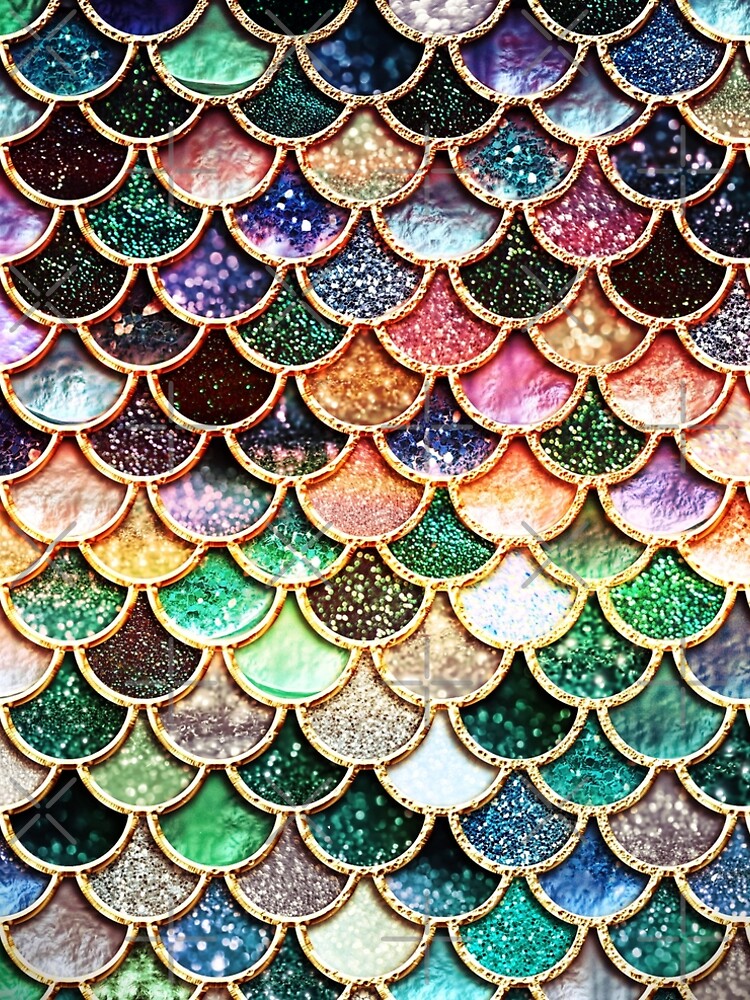 Thumbnail 4 of 4, A-Line Dress, Copper Green Gold and Pink Sparkle Faux Glitter Mermaid Scales designed and sold by UtArt.