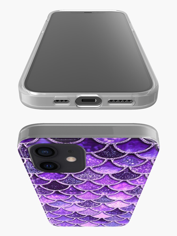 Alternate view of Ultra Violet Sparkle Faux Glitter Mermaid Scales iPhone Case & Cover
