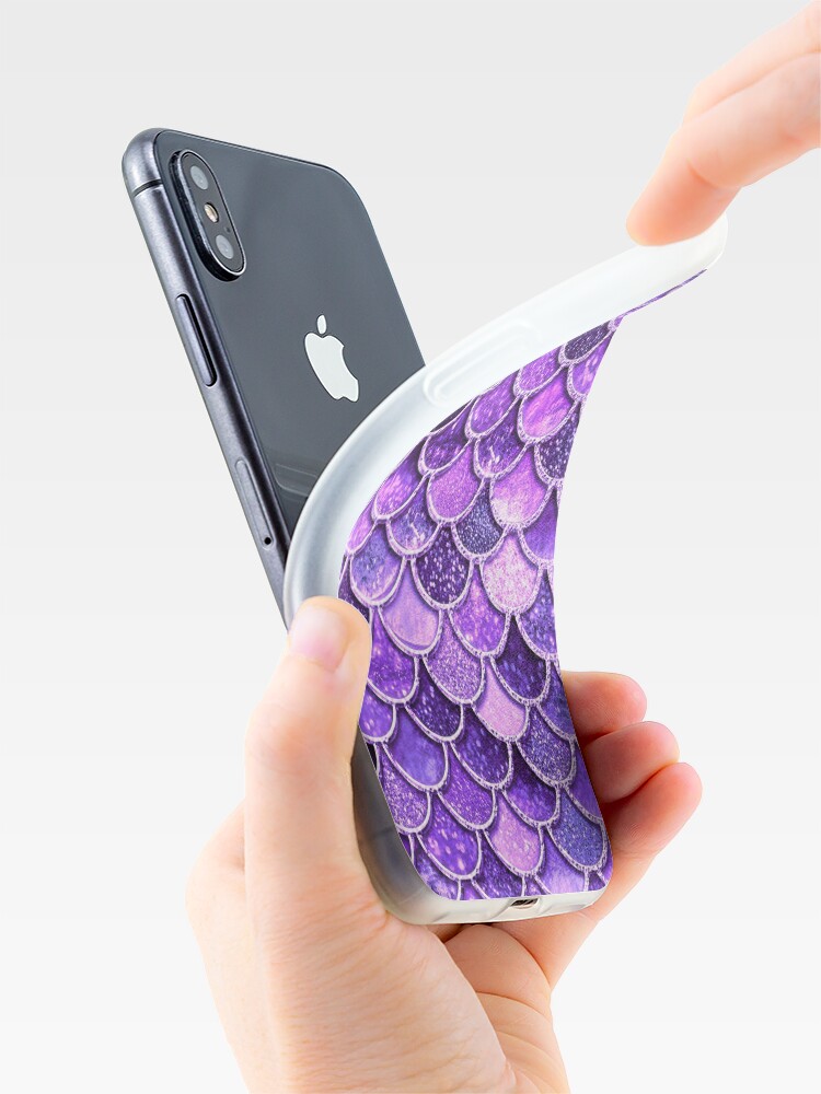 Alternate view of Ultra Violet Sparkle Faux Glitter Mermaid Scales iPhone Case & Cover