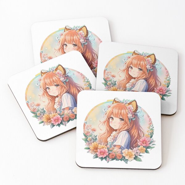 Item preview, Whiskered Whimsy: Cute Anime Girl with Lion Ears and Flora designed and sold by CuteArt5639.